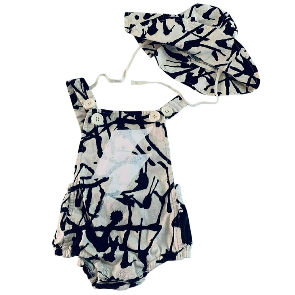 Noe & Zoe Berlin baby girl summer bubble romper and hat size 12-18 m